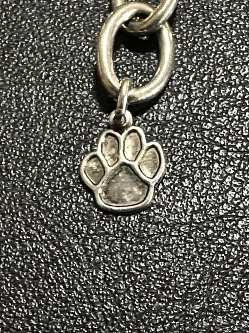 Red Rhinestone Silver Tone Small Dog Collar With Dangling Red Charm